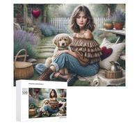 500 PCS Rompecabezas para Adultos Garden Picnic with Puppy Rompecabezas para Adultos Juguetes Antiestrés Decoración del Hogar Cumpleaños Y Navidad 500 PCS