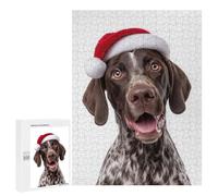 500 PCS Rompecabezas para Adultos German Shorthaired Pointer Dog with Santa Hat Rompecabezas para Adultos Juegos Divertidos Alivia El Estrés Desafiante De Completar 500 PCS