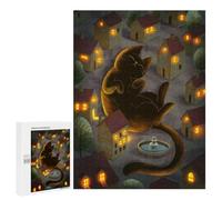 500 PCS Rompecabezas para Adultos Giant Cat in The Village Rompecabezas para Adultos Juego Práctico Corte De Precisión Interacción Entre Padres E Hijos 500 PCS