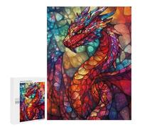500 PCS Rompecabezas para Adultos Glowing Stained Glass Dragon Rompecabezas para Adultos Juegos Familiares Corte De Precisión Cumpleaños Y Navidad 500 PCS
