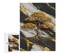 500 PCS Rompecabezas para Adultos Golden Bonsai Tree on Marble Background Rompecabezas para Adultos Juegos Divertidos Vacaciones En Casa Matar El Tiempo Regalos De Cumpleaños Y Únicos 500 PCS
