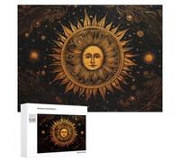 500 PCS Rompecabezas para Adultos Golden Celestial Sun Art Print-2 Rompecabezas para Adultos Juguete Decoración De Pared Pero Divertido Y Humorístico Desafiante De Completar 500 PCS