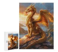 500 PCS Rompecabezas para Adultos Golden Dragon at Sunset Rompecabezas para Adultos Juguetes Antiestrés Una Obra De Arte Difícil Y Desafiante 500 PCS