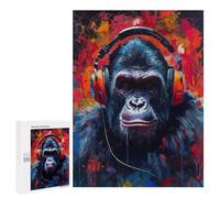 500 PCS Rompecabezas para Adultos Gorilla with Headphones Rompecabezas para Adultos Juguetes Antiestrés Una Obra De Arte Difícil Y Desafiante 500 PCS