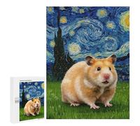 500 PCS Rompecabezas para Adultos Hamster in Starry Night Style Rompecabezas para Adultos Juegos De Relajación Regalos para Mujeres Regalos De Cumpleaños 500 PCS