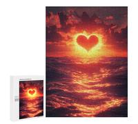 500 PCS Rompecabezas para Adultos Heart Sunset Over The Ocean Rompecabezas para Adultos Juego De Ingenio Pero Divertido Y Humorístico Actividades Divertidas En Casa, 500 PCS