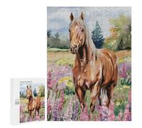 500 PCS Rompecabezas para Adultos Horse in A Field of Flowers Rompecabezas para Adultos Juguetes De Bricolaje Decoración del Hogar Difíciles Y Desafiantes 500 PCS