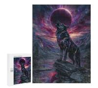 500 PCS Rompecabezas para Adultos Howling Wolf Eclipse Fantasy Art Rompecabezas para Adultos Juguete Decoración De Pared Arte De Pared Desafiante De Completar 500 PCS