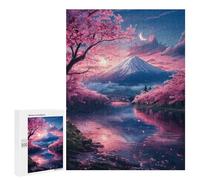 500 PCS Rompecabezas para Adultos Japan Sakura in Mount Fuji Rompecabezas para Adultos Juegos Relajantes Corte De Precisión Cumpleaños Y Navidad 500 PCS