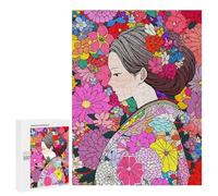 500 PCS Rompecabezas para Adultos Japan Woman Kimono Flowers Rompecabezas para Adultos Juguetes Antiestrés Una Obra De Arte Difícil Y Desafiante 500 PCS