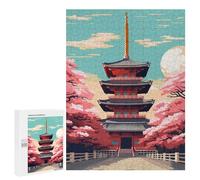 500 PCS Rompecabezas para Adultos Japanese Temple Sakura Art Rompecabezas para Adultos Juguete Decoración De Pared Mejora Los Recuerdos Regalos para Amigos Y Familiares 500 PCS