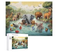 500 PCS Rompecabezas para Adultos Jungle Friends in Water Adventure Rompecabezas para Adultos Juguetes Antiestrés Decoración del Hogar Cumpleaños Y Navidad 500 PCS