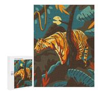 500 PCS Rompecabezas para Adultos Jungle Tiger Moonlit Night Rompecabezas para Adultos Juguetes Antiestrés Una Obra De Arte Difícil Y Desafiante 500 PCS