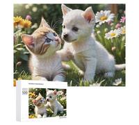 500 PCS Rompecabezas para Adultos Kittens in Flower Garden Rompecabezas Juguetes Antiestrés Regalos para Mujeres Difíciles Y Desafiantes 500 PCS