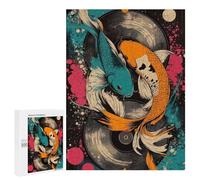 500 PCS Rompecabezas para Adultos Koi Fish Vinyl Art Yin Yang Koi Fish Vibrant Abstract Design Rompecabezas para Adultos Juego De Ingenio Pero Divertidos Y Regalos Humorísticos para Amigos Y Familia