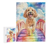 500 PCS Rompecabezas para Adultos Labradoodle Rainbow Bridge Rompecabezas para Adultos Juguete Decoración De Pared Mejora Los Recuerdos Regalos para Amigos Y Familiares 500 PCS