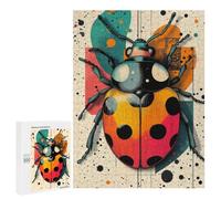 500 PCS Rompecabezas para Adultos Ladybug Illustration Vibrant Ladybug Artwork in Abstract Style Rompecabezas para Adultos Juegos Relajantes Corte De Precisión Cumpleaños Y Navida