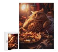 500 PCS Rompecabezas para Adultos Lazy Fat Cat Food Snacks Rompecabezas para Adultos Juegos De Relajación Regalos para Mujeres Regalos De Cumpleaños 500 PCS