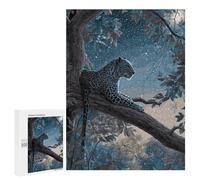 500 PCS Rompecabezas para Adultos Leopard in Moonlit Tree Rompecabezas para Adultos Mejora La Memoria Actividades Divertidas En Casa 500 PCS