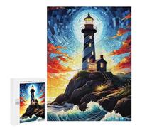 500 PCS Rompecabezas para Adultos Lighthouse on A Rocky Coast Rompecabezas para Adultos Juegos Relajantes Corte De Precisión Cumpleaños Y Navidad 500 PCS