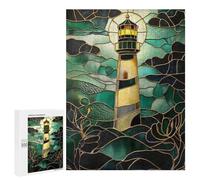 500 PCS Rompecabezas para Adultos Lighthouse Stained Glass Rompecabezas para Adultos Juguetes De Bricolaje Decoración del Hogar Difíciles Y Desafiantes 500 PCS