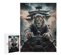 500 PCS Rompecabezas para Adultos Lion Captain at The Helm Rompecabezas para Adultos Juguete Decoración De Pared Mejora Los Recuerdos Regalos para Amigos Y Familiares 500 PCS