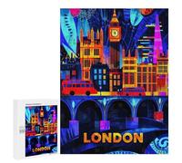 500 PCS Rompecabezas para Adultos London Neon Nights - Vibrant Cityscape Art Rompecabezas para Adultos Juegos De Relajación Regalos para Mujeres Regalos De Cumpleaños 500 PCS
