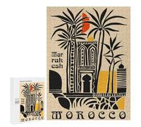 500 PCS Rompecabezas para Adultos Marrakesh, Morocco Travel Poster Rompecabezas para Adultos Mejora La Memoria Actividades Divertidas En Casa 500 PCS