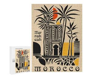 500 PCS Rompecabezas para Adultos Marrakesh, Morocco Travel Poster Rompecabezas para Adultos Mejora La Memoria Actividades Divertidas En Casa 500 PCS