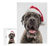 500 PCS Rompecabezas para Adultos Mastiff Dog with Santa Hat Rompecabezas para Adultos Juguete Decoración De Pared Decoración del Hogar 500 PCS