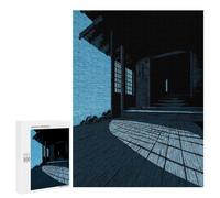 500 PCS Rompecabezas para Adultos Monochromatic Japanese House by The Sea Rompecabezas para Adultos Juegos Relajantes Corte De Precisión Cumpleaños Y Navidad 500 PCS