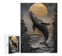 500 PCS Rompecabezas para Adultos Moonlit Whale Breach Rompecabezas para Adultos Juegos Divertidos Vacaciones En Casa Matar El Tiempo Regalos De Cumpleaños Y Únicos 500 PCS