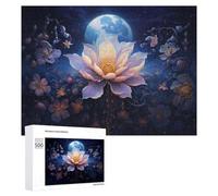 500 PCS Rompecabezas para Adultos Mystical Night Garden with Lotus Rompecabezas Juguetes Antiestrés Regalos para Mujeres Difíciles Y Desafiantes 500 PCS