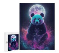 500 PCS Rompecabezas para Adultos Mystical Panda with Moon and Smoke Rompecabezas para Adultos Juguete Decoración De Pared Arte De Pared Desafiante De Completar 500 PCS
