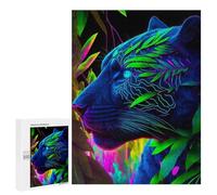 500 PCS Rompecabezas para Adultos Neon Panther in Jungle Rompecabezas para Adultos Juguete Decoración De Pared Decoración del Hogar 500 PCS