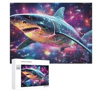 500 PCS Rompecabezas para Adultos Neon Shark in Cosmic Dance Rompecabezas para Adultos Juegos De Relajación Regalo De Cumpleaños Cumpleaños Y Navidad 500 PCS