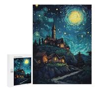 500 PCS Rompecabezas para Adultos Night Village Under Starry Sky Rompecabezas para Adultos Juguetes Antiestrés Una Obra De Arte Difícil Y Desafiante 500 PCS