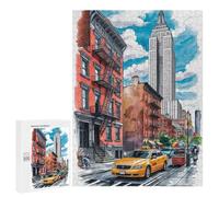 500 PCS Rompecabezas para Adultos NYC Street Scene with Empire State Building Rompecabezas para Adultos Juego De Ingenio Pero Divertido Y Humorístico Actividades Divertidas En Casa, 500 PCS
