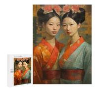 500 PCS Rompecabezas para Adultos Painted Asian Twins Rompecabezas para Adolescentes: Mejora La Memoria. Cada Pieza Es Única: Juguetes Educativos De Aprendizaje 500 PCS