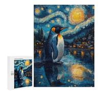 500 PCS Rompecabezas para Adultos Penguin Under Starry Night Rompecabezas para Adultos Juegos Familiares Regalos para Mujeres Interacción Entre Padres E Hijos 500 PCS