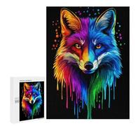 500 PCS Rompecabezas para Adultos Rainbow Fox Pop Art Fox Co Rompecabezas para Adultos Juegos De Relajación Regalos para Mujeres Regalos De Cumpleaños 500 PCS