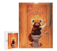 500 PCS Rompecabezas para Adultos Red Panda Sitting on Toilet Humor Rompecabezas para Adultos Juguetes De Bricolaje Decoración del Hogar Difíciles Y Desafiantes 500 PCS