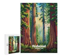 500 PCS Rompecabezas para Adultos Redwood National Park Illustration Rompecabezas para Adultos Juegos Divertidos Vacaciones En Casa Matar El Tiempo Regalos De Cumpleaños Y Únicos 500 PCS