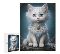 500 PCS Rompecabezas para Adultos Regal White Kitten Portrait Rompecabezas para Adultos Juegos De Relajación Regalos para Mujeres Regalos De Cumpleaños 500 PCS