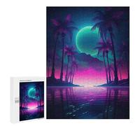 500 PCS Rompecabezas para Adultos Retro Synthwave Oasis Rompecabezas para Adultos Juguetes Antiestrés Una Obra De Arte Difícil Y Desafiante 500 PCS