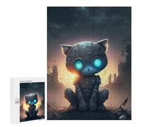 500 PCS Rompecabezas para Adultos Robotic Cat in Apocalyptic Cityscape Rompecabezas para Adultos Juegos Relajantes Corte De Precisión Cumpleaños Y Navidad 500 PCS