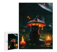 500 PCS Rompecabezas para Adultos Rompecabezas Blac Cat and Mushroom Rompecabezas para Adultos Juguetes Antiestrés Juego Difícil Y Desafiante Regalos 500 PCS
