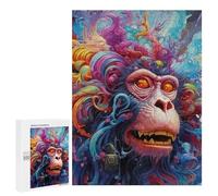 500 PCS Rompecabezas para Adultos Rompecabezas Chimpanzee Portrait Rompecabezas Juegos Relajantes Una Obra De Arte Cumpleaños 500 PCS