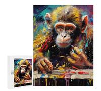 500 PCS Rompecabezas para Adultos Rompecabezas Colorful Chimpanzee Artist Rompecabezas Juegos Relajantes Una Obra De Arte Cumpleaños 500 PCS