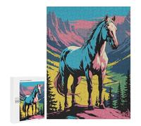 500 PCS Rompecabezas para Adultos Rompecabezas Colorful Horse in Mountain Landscape Rompecabezas para Adultos Juguetes Antiestrés Juego Difícil Y Desafiante Regalos 500 PCS